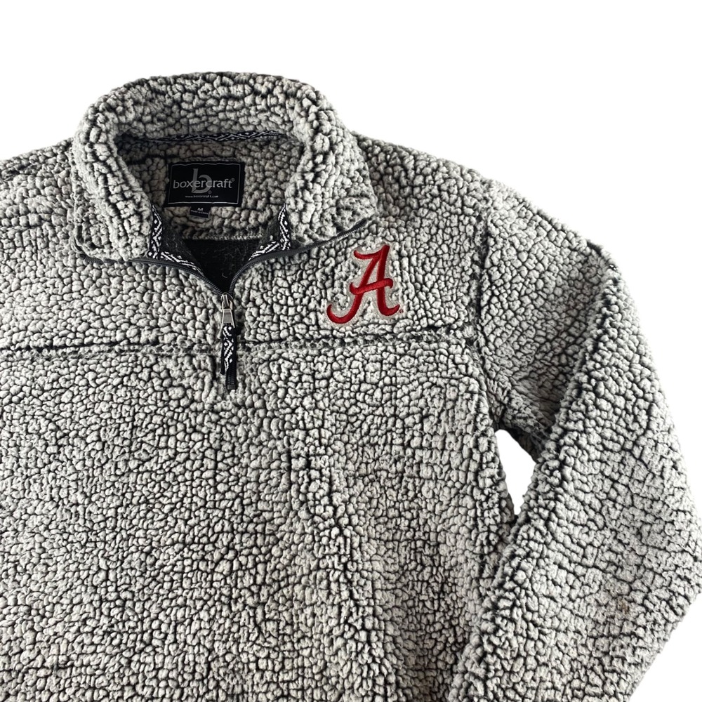Boxercraft Alabama Crimson Tide Sherpa Fleece Quarter Zip Pullover Grey Mens M